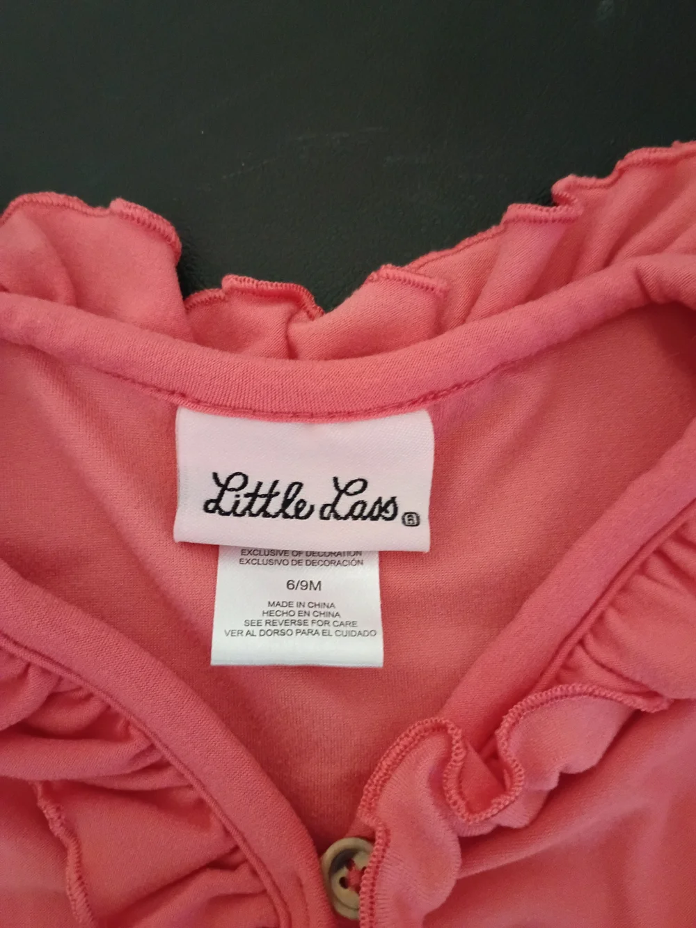 Little Lass Baby Girls Coral Pink Ruffled Cardigan Lace Trim Sleeve Short - (Siz